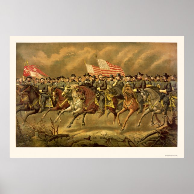 Ulysses S. Grant and His Generals by E. Boell 1865 Poster (Front)