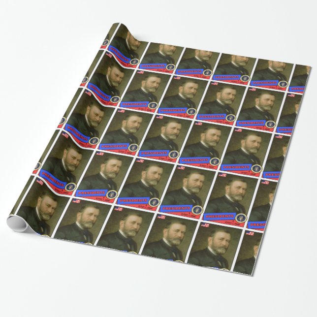 Ulysses S. Grant Baseball Card Wrapping Paper (Unrolled)