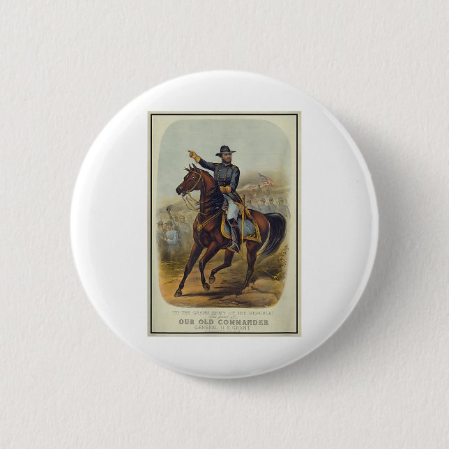Ulysses S. Grant On Horseback  2 Inch Round Button (Front)