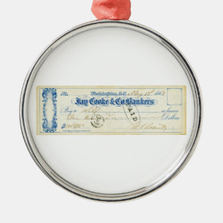Ulysses S. Grant Signed Check from May 17th 1867 Metal Ornament