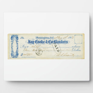 Ulysses S. Grant Signed Check from May 17th 1867 Plaque