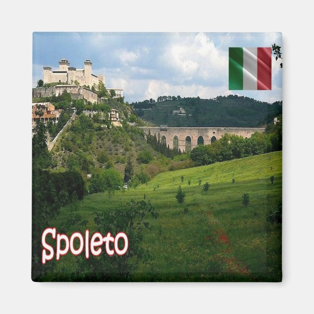 UMB010 SPOLETO, Panorama, Umbria, Italy, Fridge Magnet (Front)