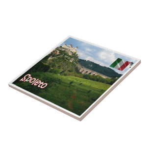 UMB010 SPOLETO, Panorama, Umbria, Italy, Tile