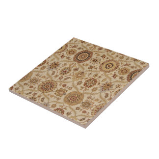 Umber Tawny Floral Persian Tapestry Design Tile