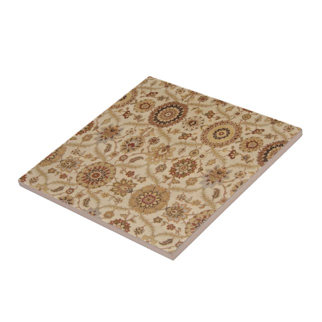 Umber Tawny Floral Persian Tapestry Design Tile (Side)