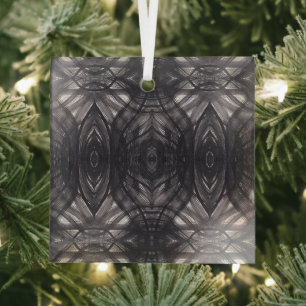 Umbral Black Abstract Watercolor Art Glass Ornament