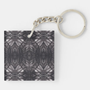 Umbral Black Abstract Watercolor Art Keychain