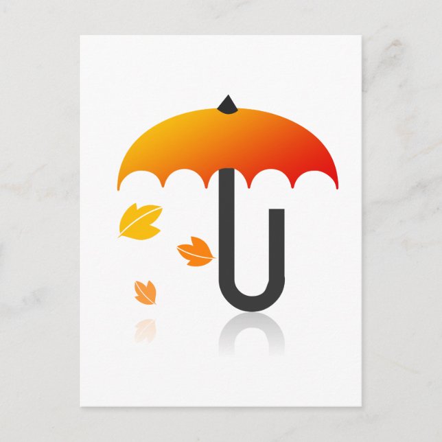 Umbrella and leaves postcard (Front)