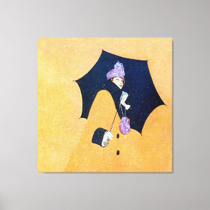 Umbrella and Snow by C Coles Phillips Canvas Print