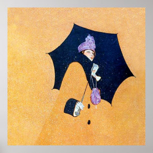 Umbrella and Snow by C Coles Phillips Poster