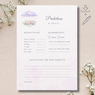 Umbrella Baby Shower Predictions & Advice Card