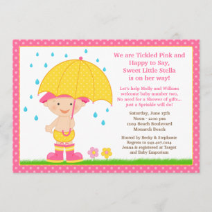 Umbrella Baby Sprinkle Shower Pink Invitation