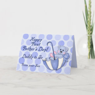 Umbrella Bear Blue - Father to Be Fathers Day Card