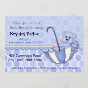 Umbrella Bear Blue - Invitation