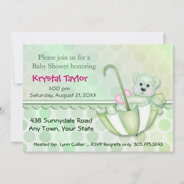 Umbrella Bear Mint - Invitation (Front)