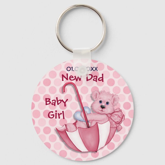 Umbrella Bear - New Dad - Girl Keychain (Front)