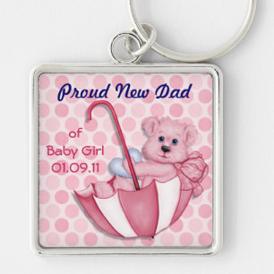 Umbrella Bear - New Dad of Girl Keychain