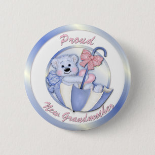 Umbrella Bear - New Grandma - Boy 2 Inch Round Button