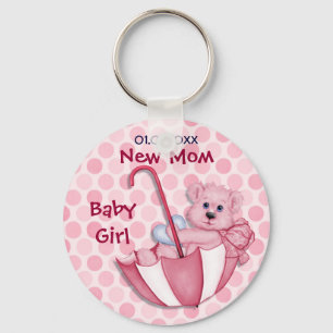 Umbrella Bear - New Mom - Girl Keychain