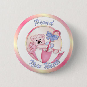 Umbrella Bear - New Uncle - Girl 2 Inch Round Button