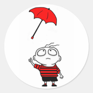 Umbrella Boy Classic Round Sticker