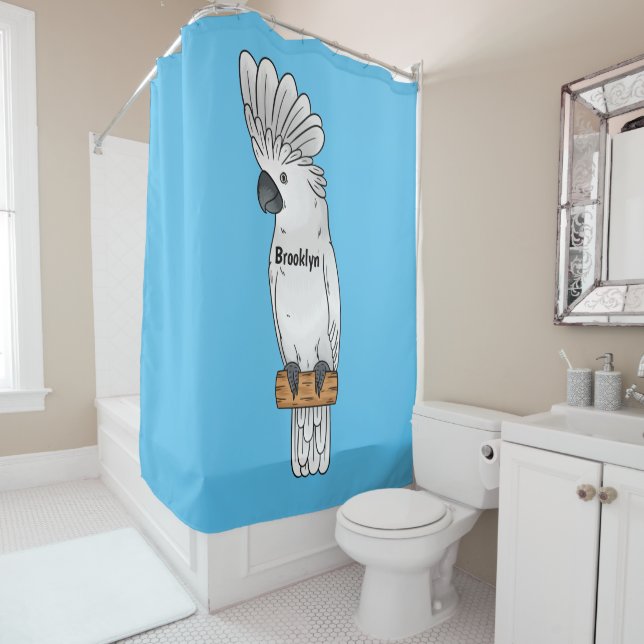 Umbrella cockatoo bird cartoon illustration  (In Situ)