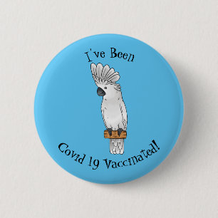 Umbrella cockatoo bird cartoon illustration 2 inch round button