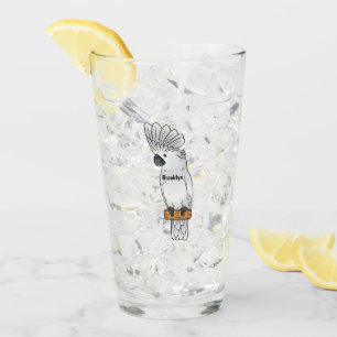 Umbrella cockatoo bird cartoon illustration glass