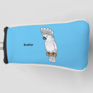 Umbrella cockatoo bird cartoon illustration golf head cover