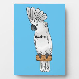 Umbrella cockatoo bird cartoon illustration plaque