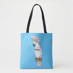 Umbrella cockatoo bird cartoon illustration tote bag