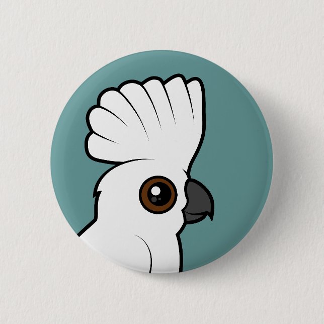 Umbrella Cockatoo (raised) 2 Inch Round Button (Front)