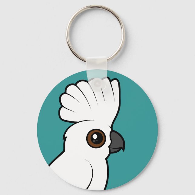 Umbrella Cockatoo (raised) Keychain (Front)