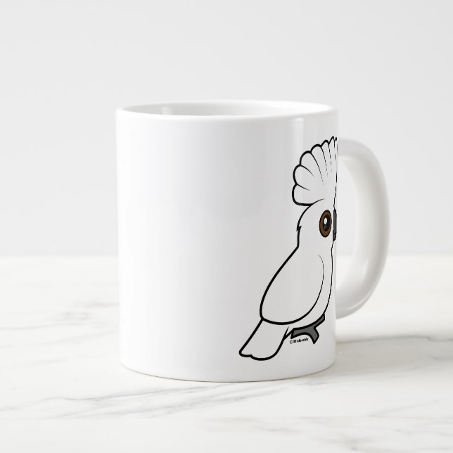 Umbrella Cockatoo (raised) Large Coffee Mug (Front Right)
