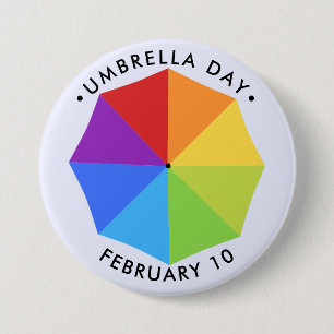 Umbrella Day, Rainbow 3 Inch Round Button