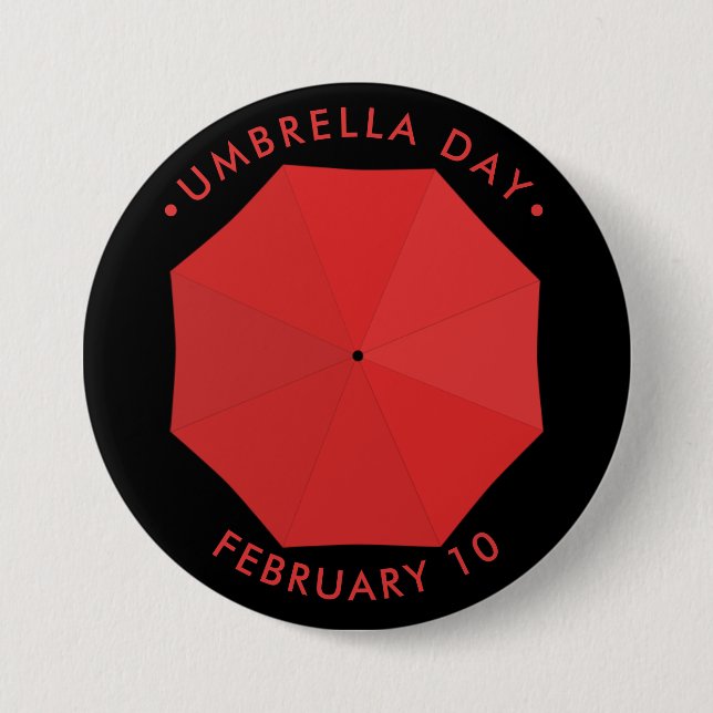 Umbrella Day, Red 3 Inch Round Button (Front)