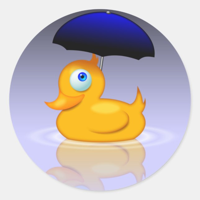 Umbrella duck classic round sticker (Front)