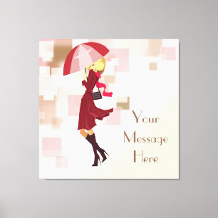 Umbrella Fashion Model Wrapped Canvas