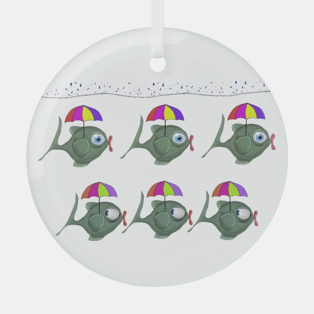 Umbrella Fish Glass Ornament (Front)