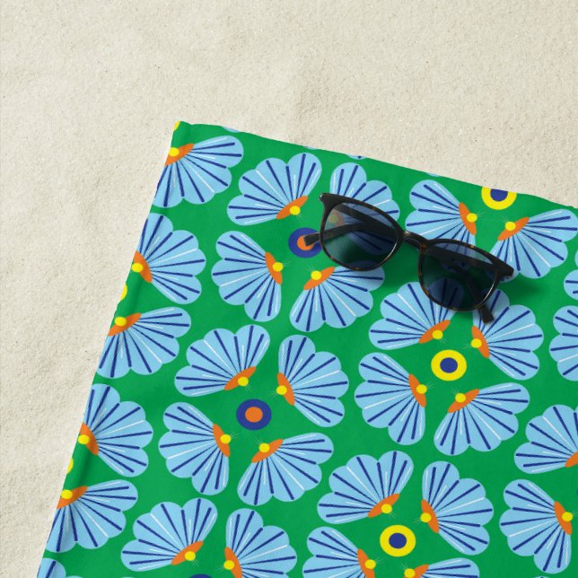 Umbrella Flowers Beach Towel (In Situ)