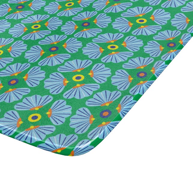 Umbrella Flowers Glass Cutting Board (5 Sizes) (Corner)