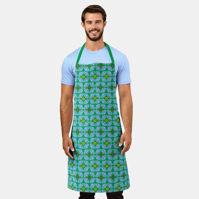 Umbrella Flowers Large Apron (Worn)