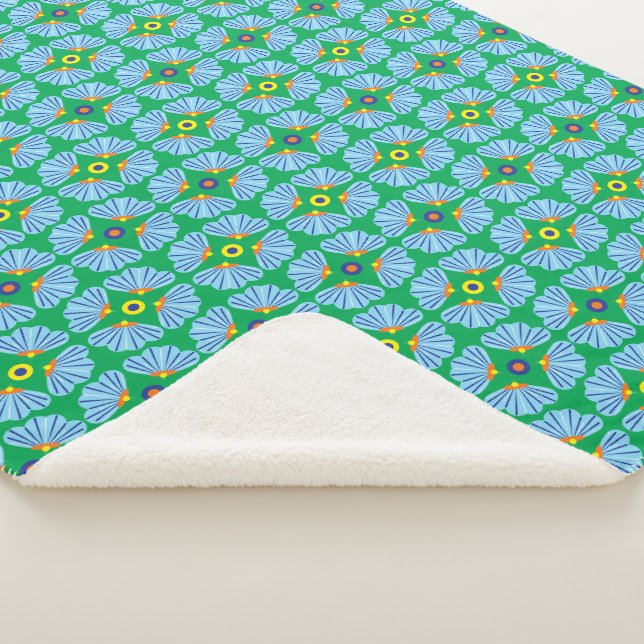 Umbrella Flowers Sherpa Blanket (3 Sizes) (3/4)