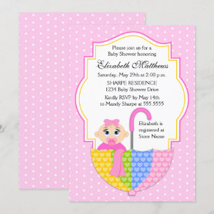 Umbrella Girl Baby Shower Invitation