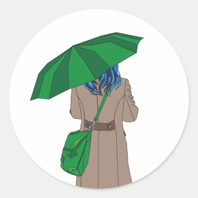 Umbrella girl classic round sticker (Front)