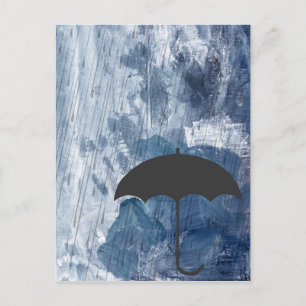 Umbrella in Blue Shower Postcard