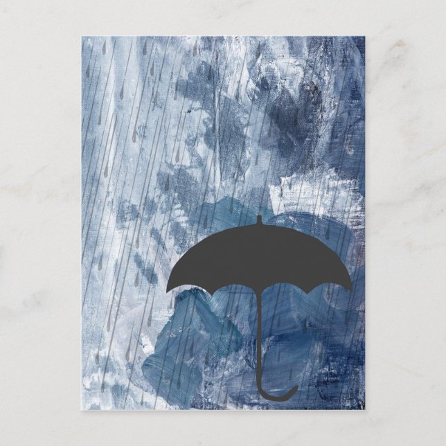 Umbrella in Blue Shower Postcard (Front)