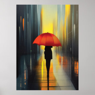 Umbrella in Red Poster