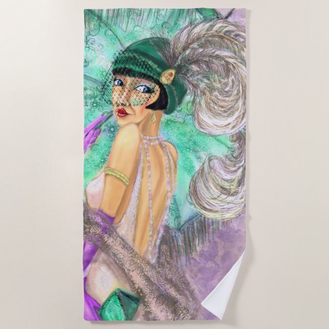 Umbrella Lady Beach Towel (Front)