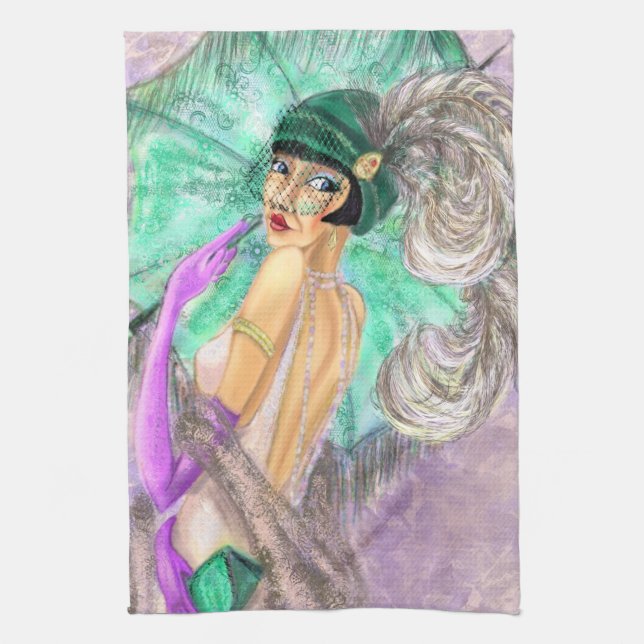 Umbrella Lady Kitchen Towel (Vertical)